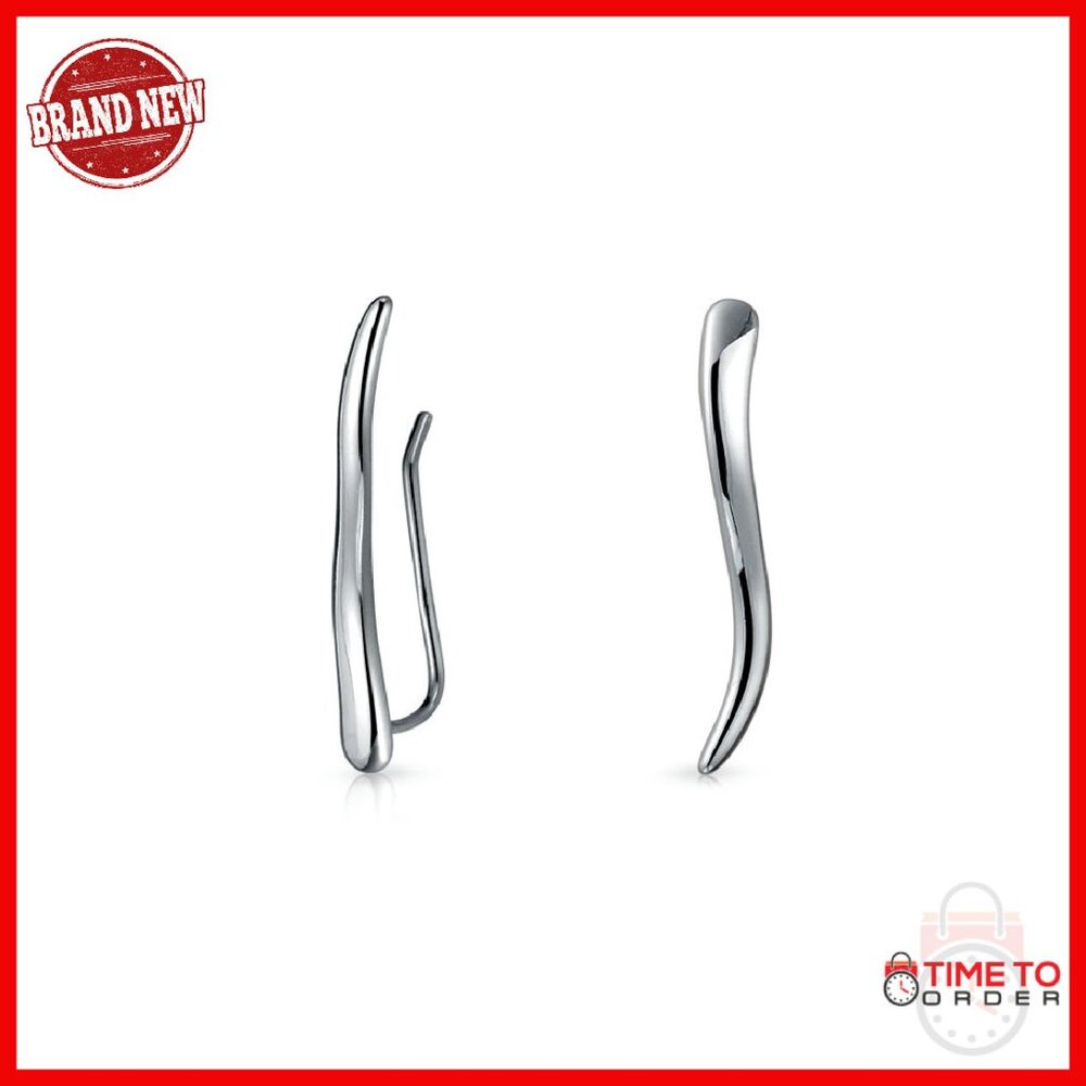 Sterling Silver Geometric Ear Climbers, 1.1 Inch, Hypoallergenic